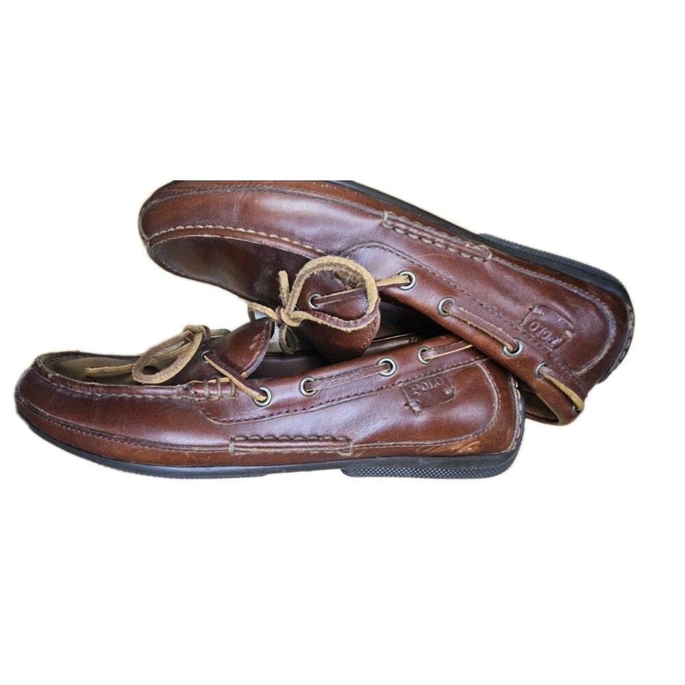 Polo Ralph Lauren Brown Leather Driving Shoes Moccasins Boat Loafers Men 9.5D - Picture 5 of 9